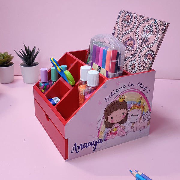 Stationery stand with drawer