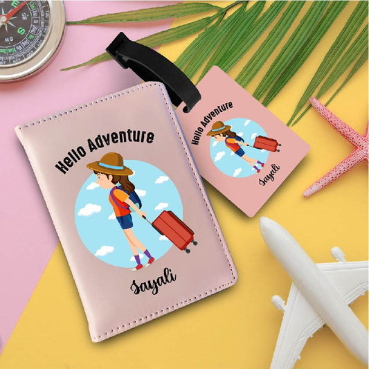 Passport cover + Luggage tag - Girl Travel