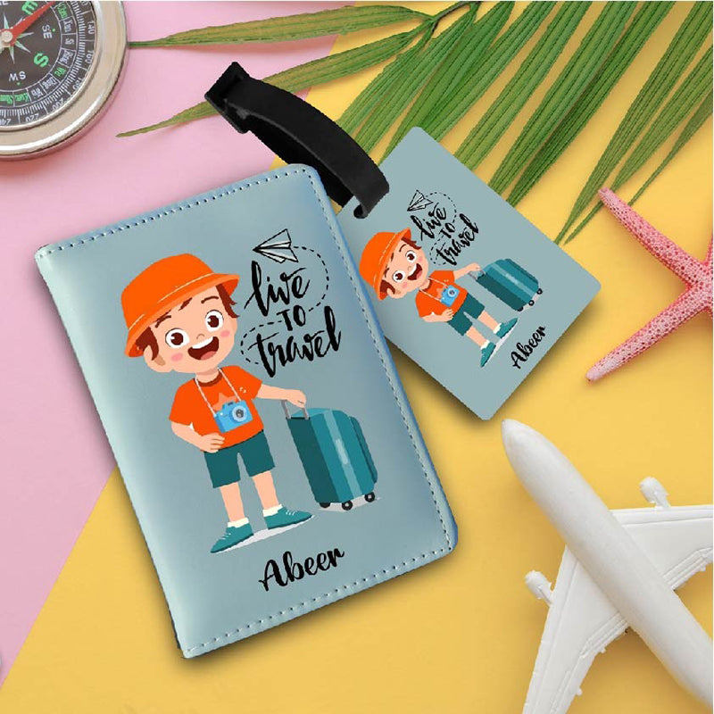 Passport cover + Luggage tag - Live to Travel