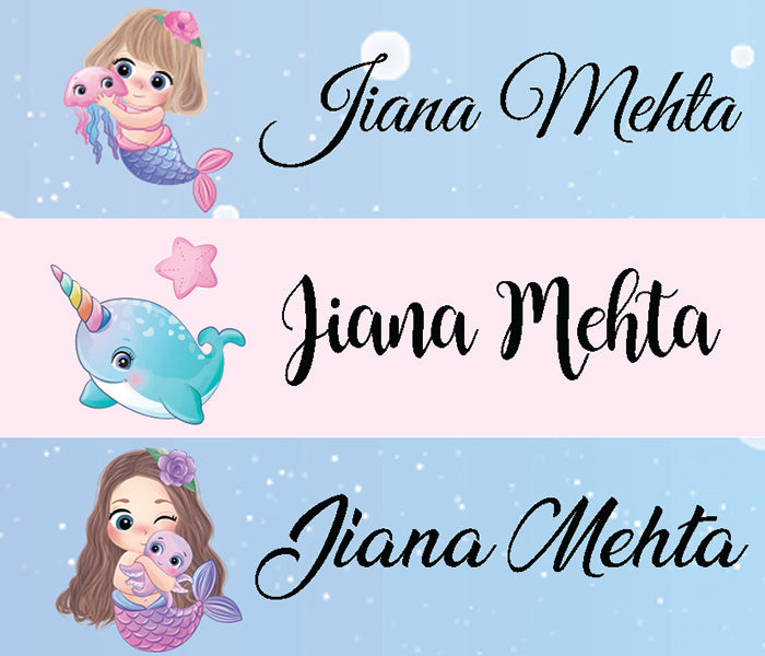 Waterproof Name Stickers ( Set Of 84) - Mermaid