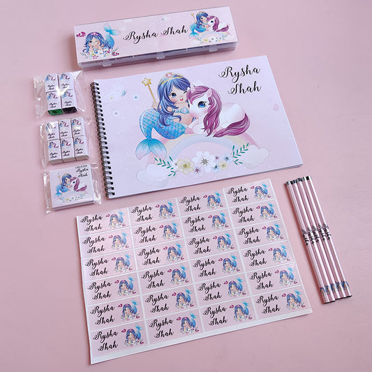 Personalized stationery set - Mermaid Unicorn