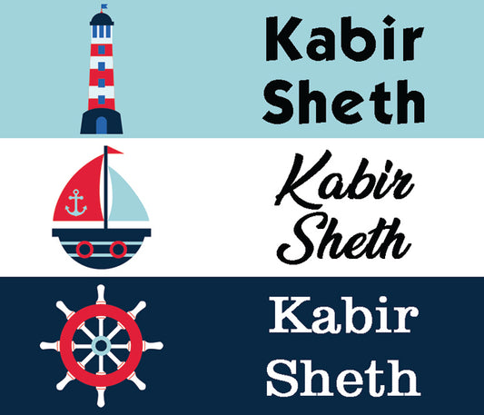 Waterproof Name Stickers ( Set Of 84) - Nautical