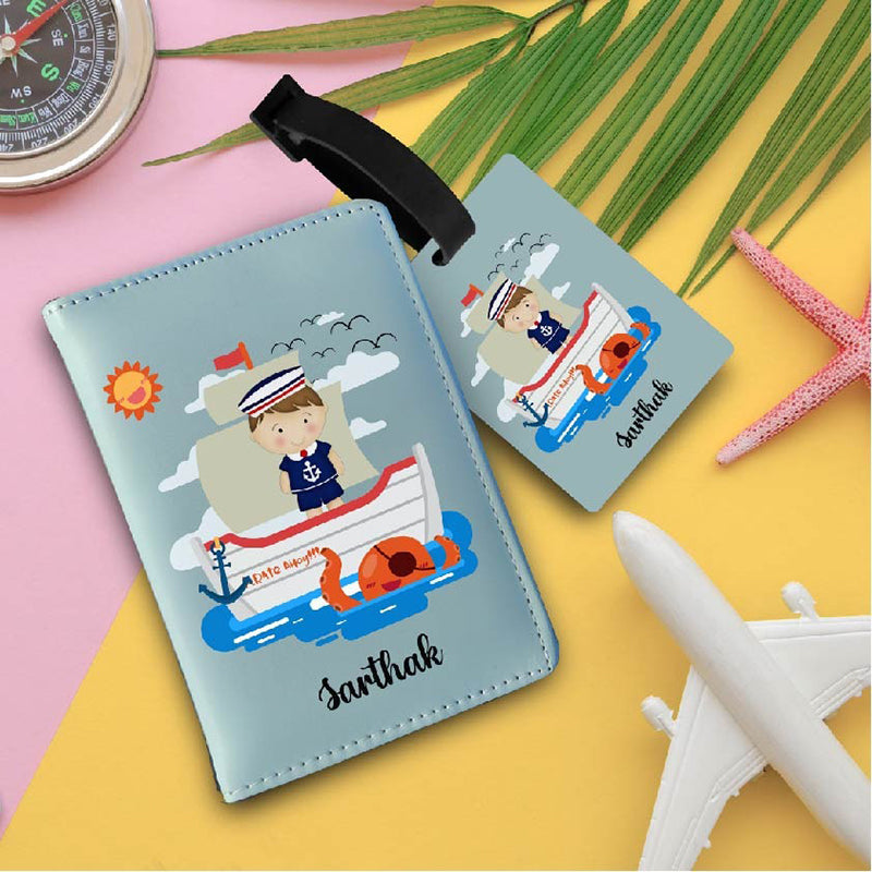 Passport cover + Luggage tag -  Nautical