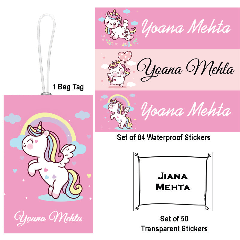 Back to School Label Pack - Pink Unicorn