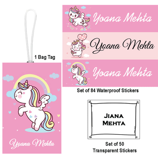 Back to School Label Pack - Pink Unicorn