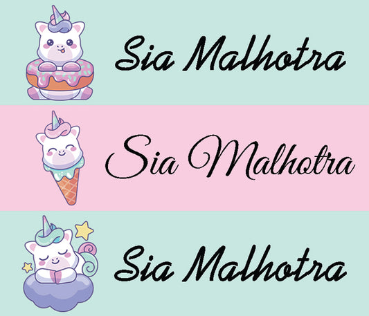 Waterproof Name Stickers ( Set Of 84) - Unicorn