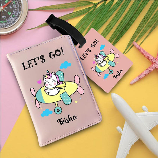 Passport cover + Luggage tag -  Unicorn