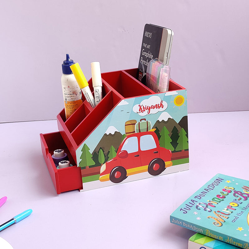 Stationery stand with drawer - car