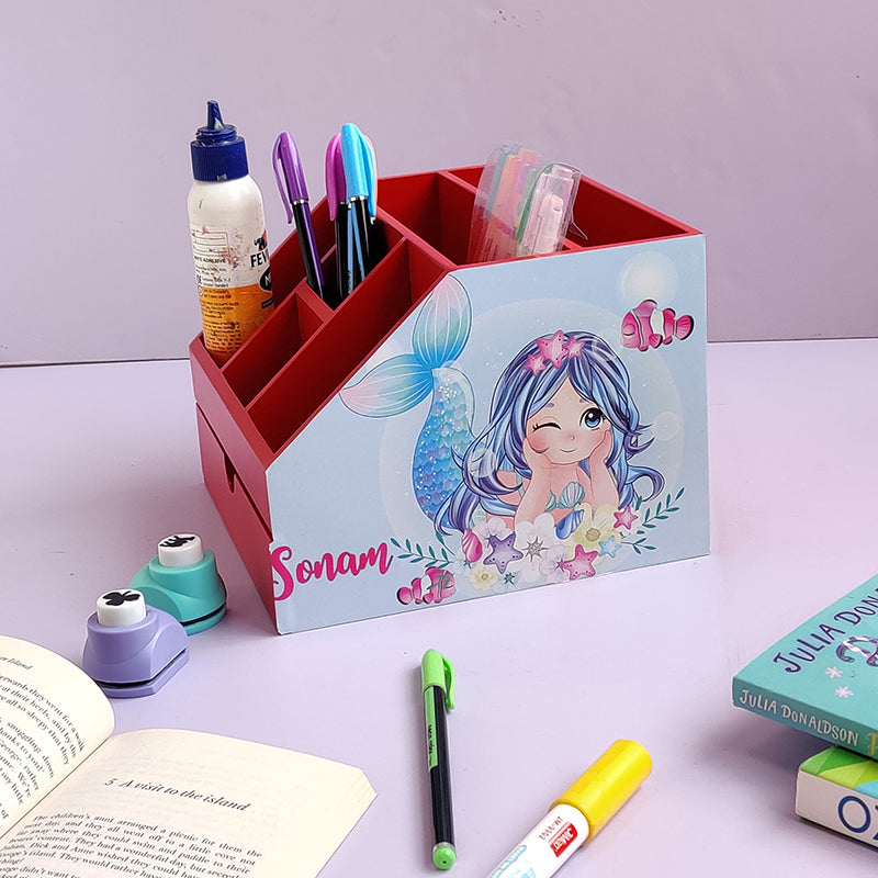 Stationery stand with drawer - mermaid